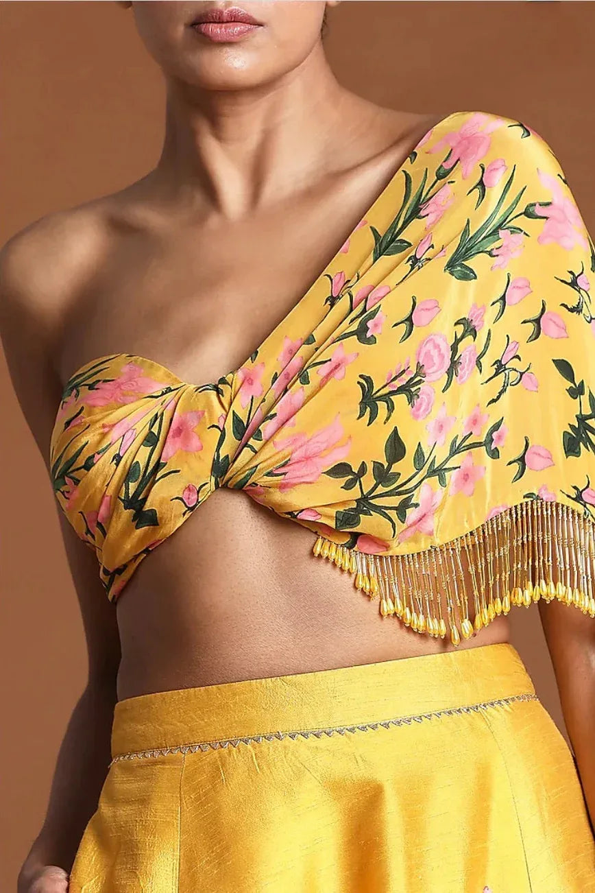 Masaba Yellow Tassel Embellished Lehenga - MyEthnikRentals