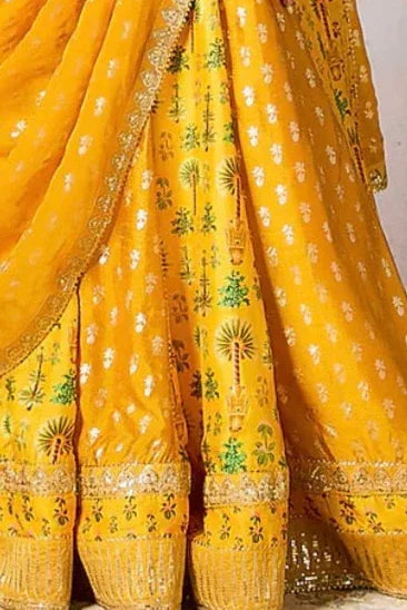 Masaba Yellow Foil Kinari Lehenga (Outside Ontario) - MyEthnikRentals