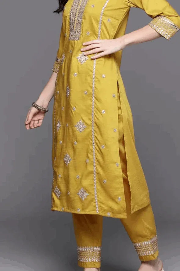 Marigold Mirror Embellished Salwar Kameez (Outside Ontario) - MyEthnikRentals