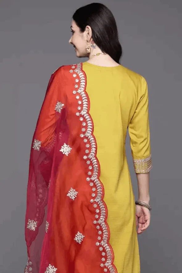 Marigold Mirror Embellished Salwar Kameez (Outside Ontario) - MyEthnikRentals