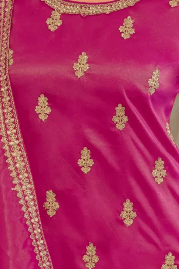 Rani Pink Mirror & Zari Salwar Kameez (Outside Ontario) - MyEthnikRentals