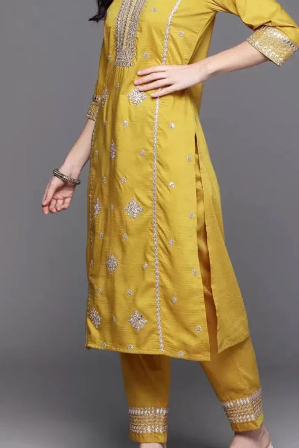 Marigold Mirror Embellished Salwar Kameez - MyEthnikRentals