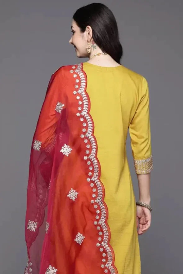 Marigold Mirror Embellished Salwar Kameez - MyEthnikRentals