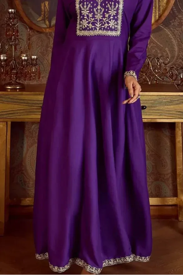 Royal Plum Zari-Embroidered Salwar Kameez - MyEthnikRentals