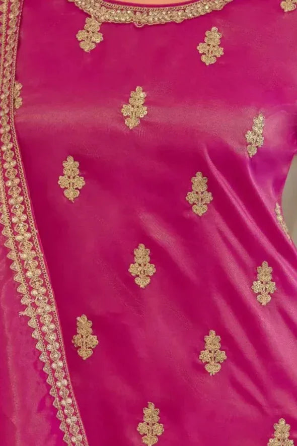 Rani Pink Mirror & Zari Salwar Kameez - MyEthnikRentals