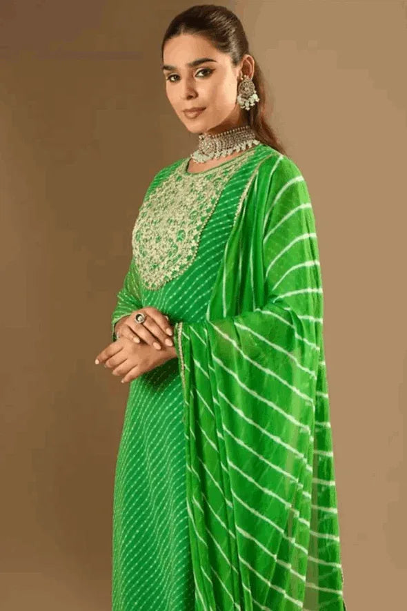 Emerald Mirror Bloom Salwar Kameez Set (Outside Ontario) - MyEthnikRentals