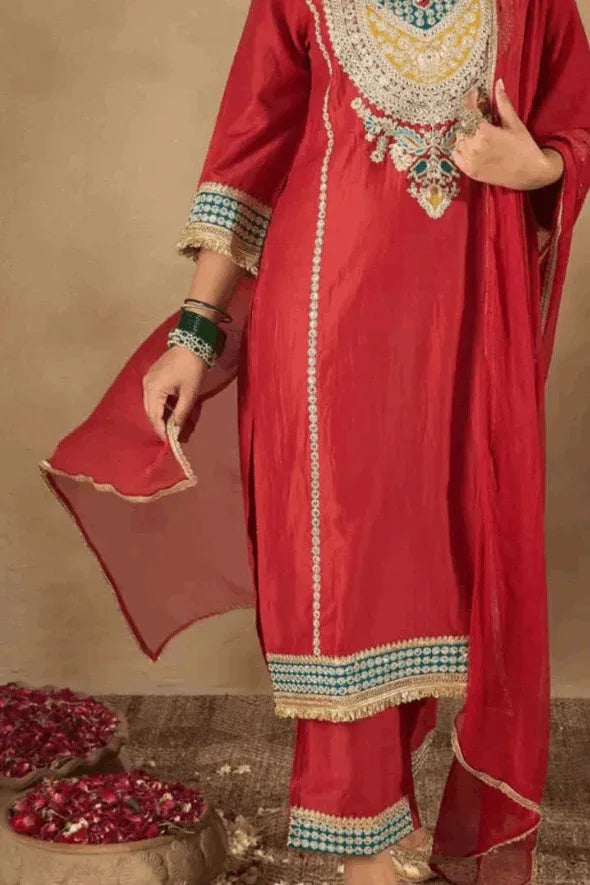 Crimson Jewel Salwar Kameez Set (Outside Ontario) - MyEthnikRentals