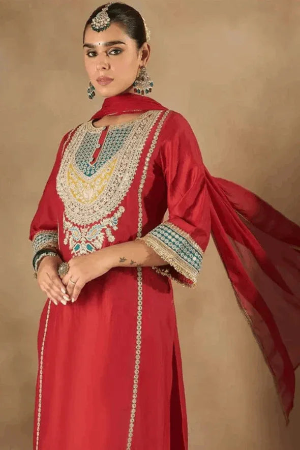 Crimson Jewel Salwar Kameez Set (Outside Ontario) - MyEthnikRentals