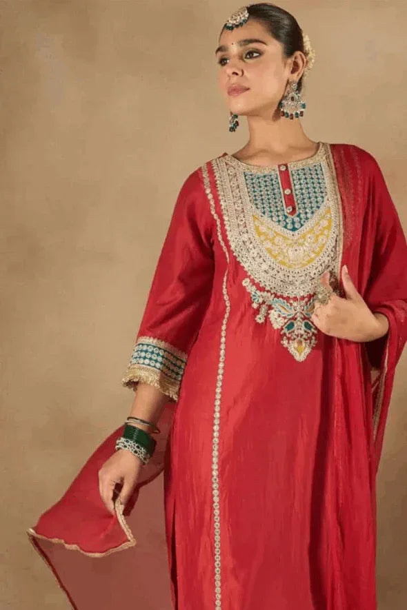 Crimson Jewel Salwar Kameez Set (Outside Ontario) - MyEthnikRentals