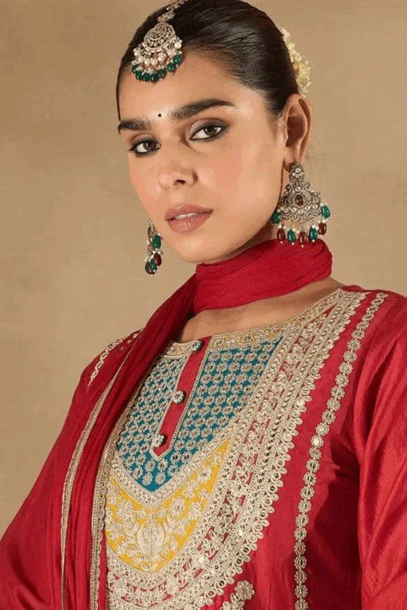 Crimson Jewel Salwar Kameez Set (Outside Ontario) - MyEthnikRentals