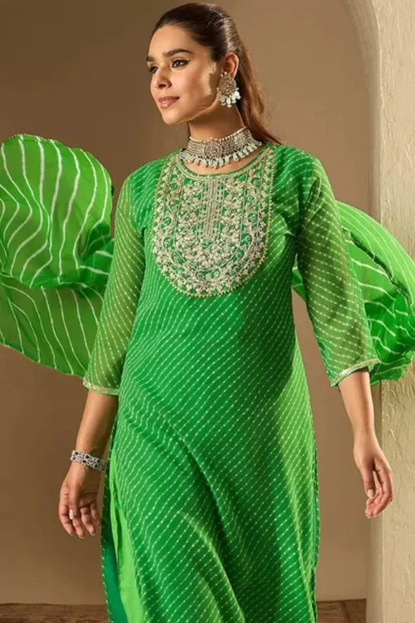 Emerald Mirror Bloom Salwar Kameez Set - MyEthnikRentals