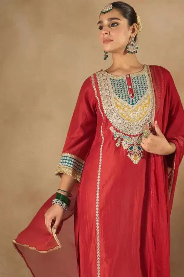 Crimson Jewel Salwar Kameez Set - MyEthnikRentals