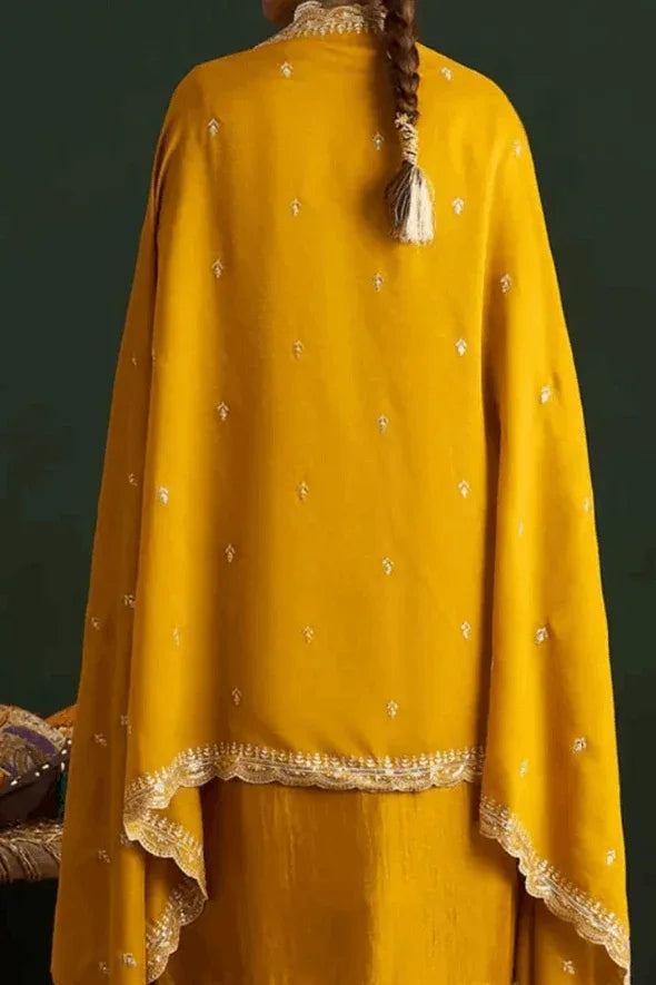 Zehra Mustard Embroidered Salwar Kameez Set (Outside Ontario) - MyEthnikRentals