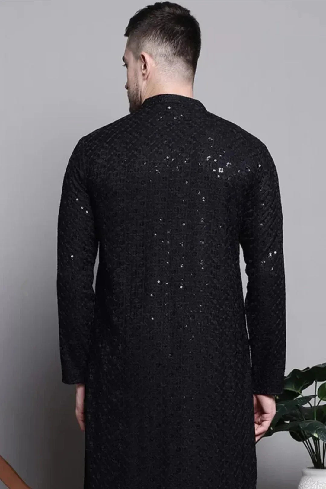 Sequined Black Kurta Pajama - MyEthnikRentals