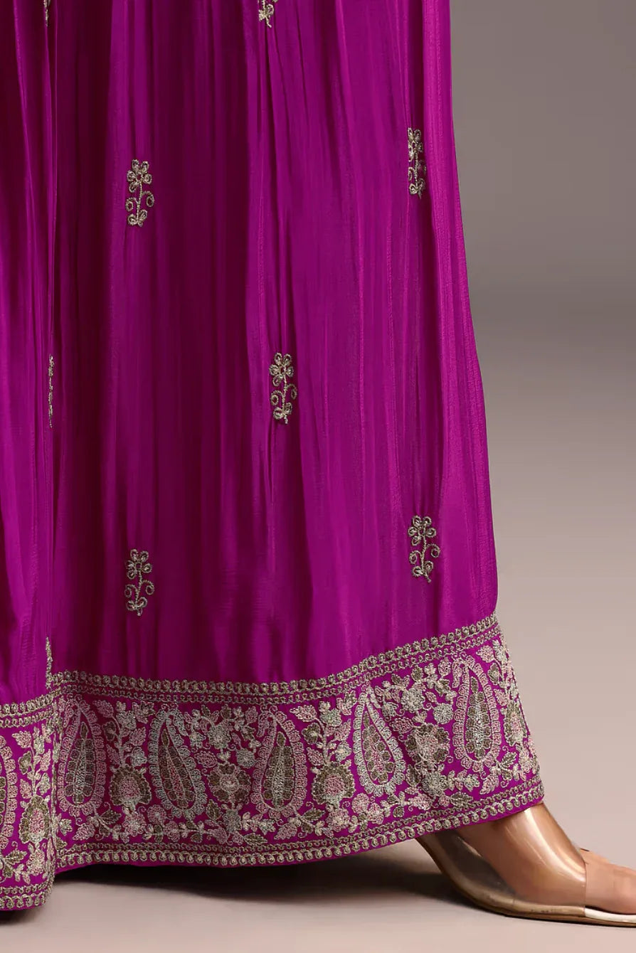 Purple Resham Embroidered Salwar Kameez - MyEthnikRentals