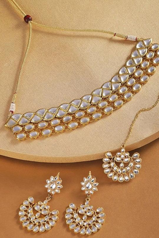White Golden Crystal Jewellery Set (Outside Ontario) - MyEthnikRentals