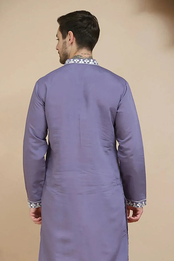 Lilac Mirror Embroidered Kurta (Outside Ontario) - MyEthnikRentals