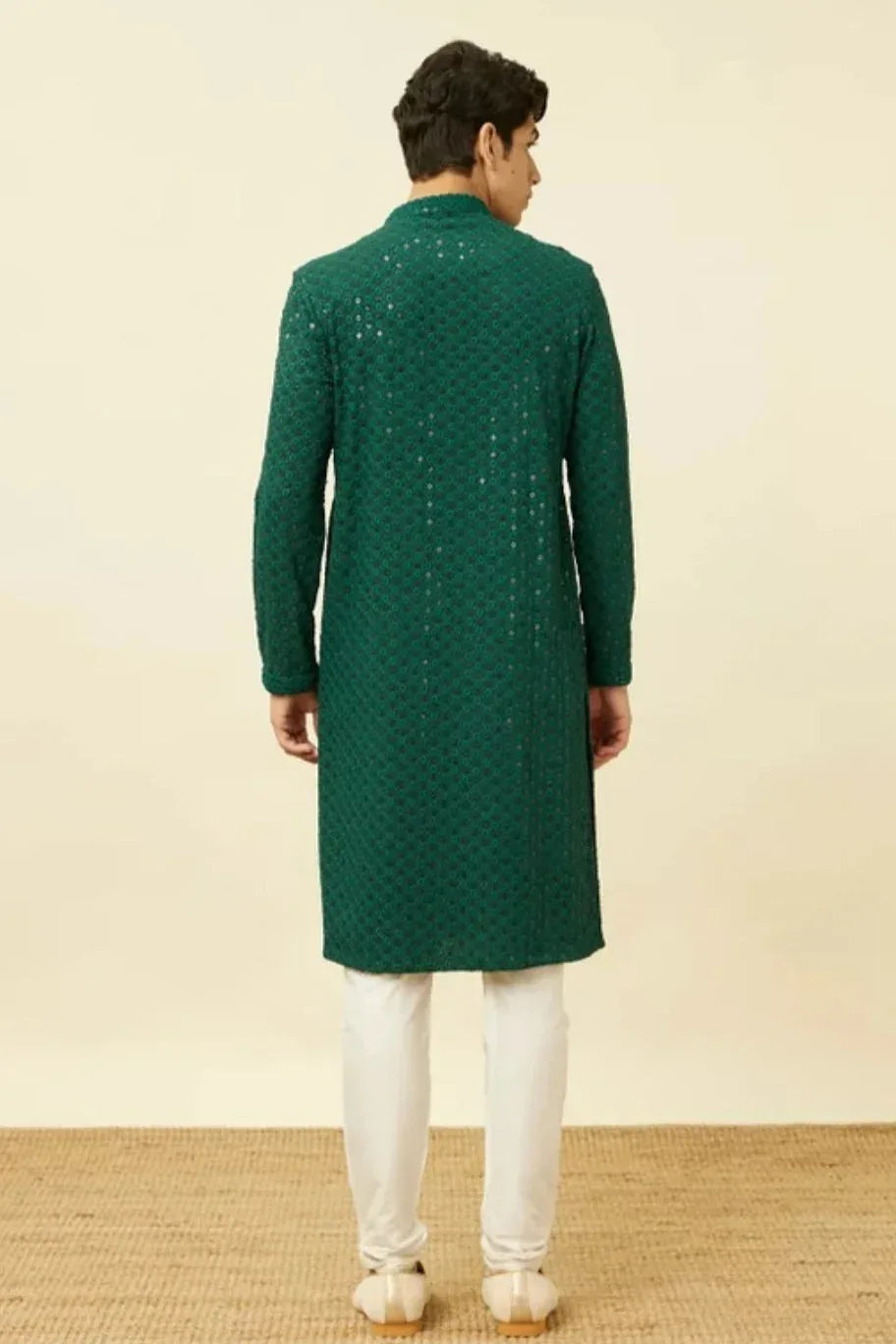 Emerald Mirror Embroidered Kurta - MyEthnikRentals