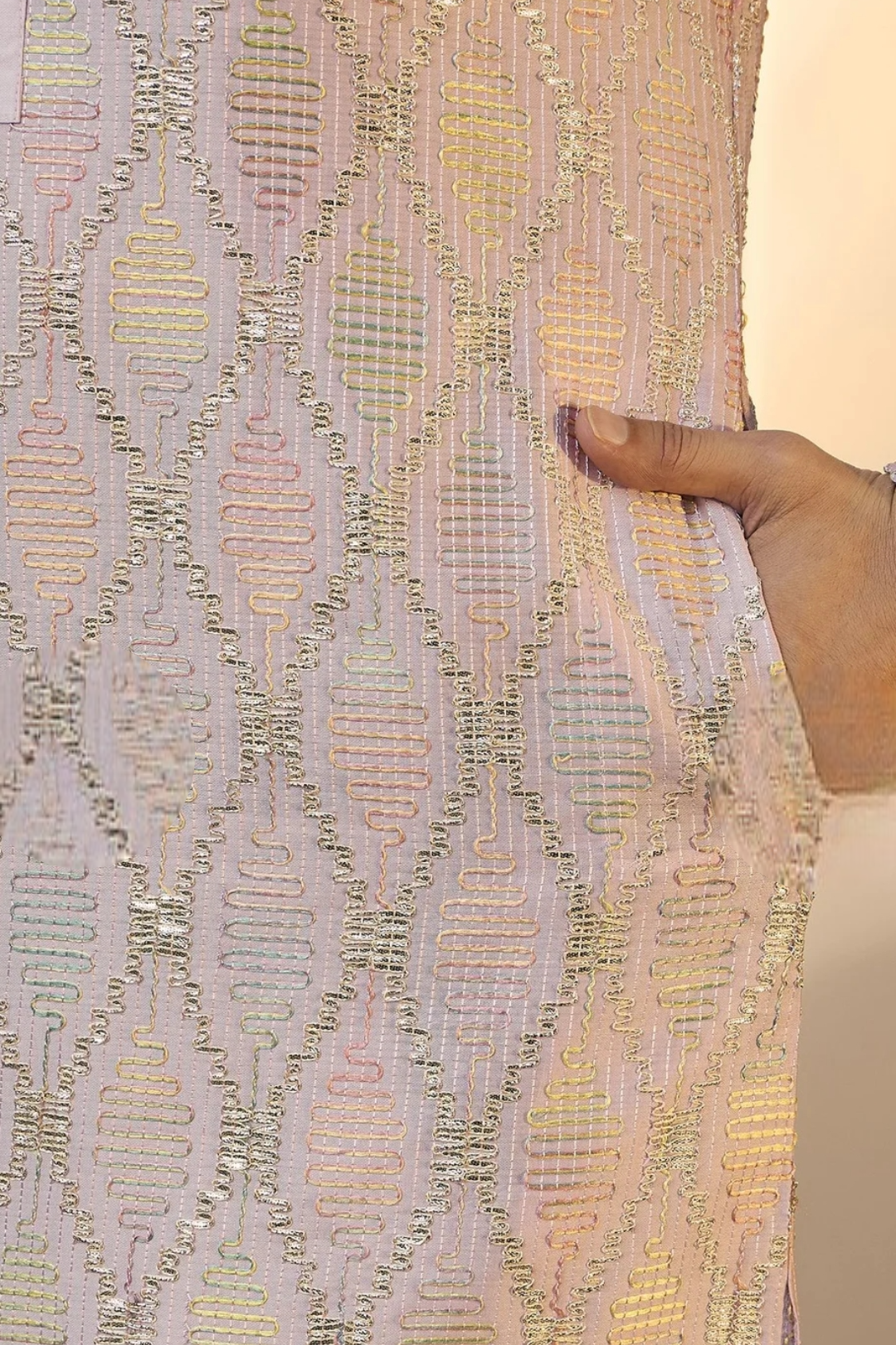 Lilac Brocade Kurta (Outside Ontario) - MyEthnikRentals