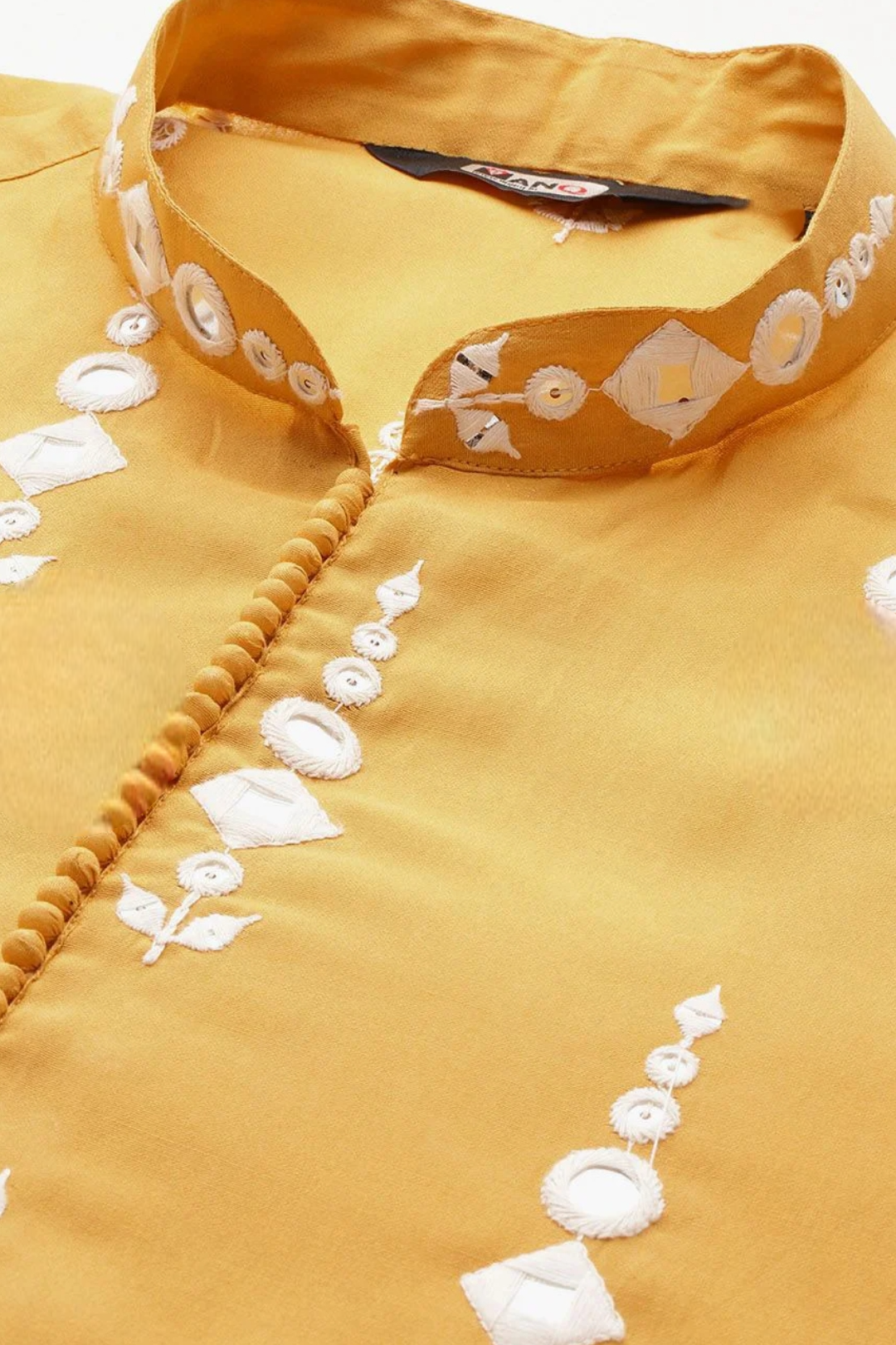 Embroidered Mirror Yellow Kurta (Outside Ontario) - MyEthnikRentals