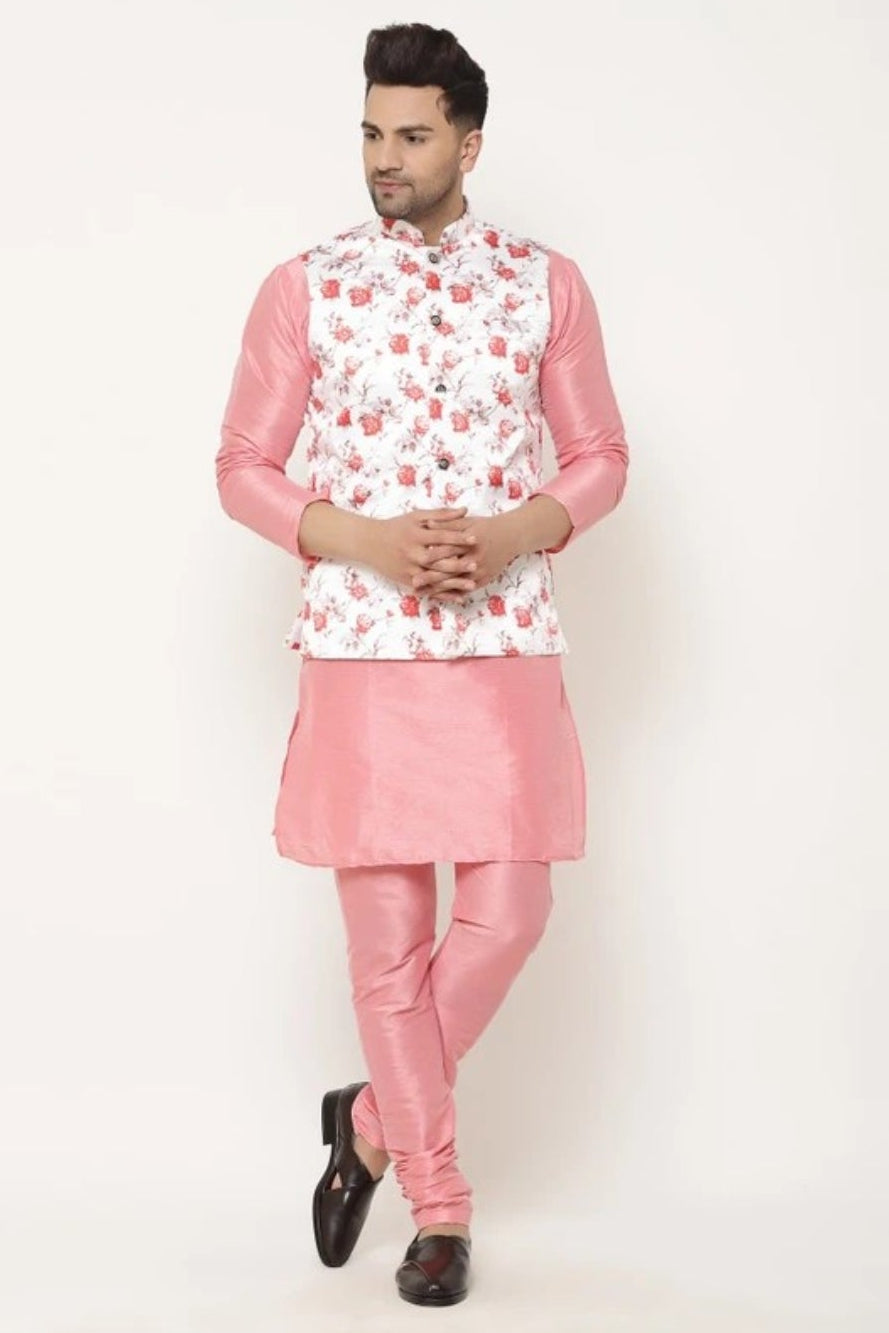Pink Pure Silk Kurta (Outside Ontario) - MyEthnikRentals