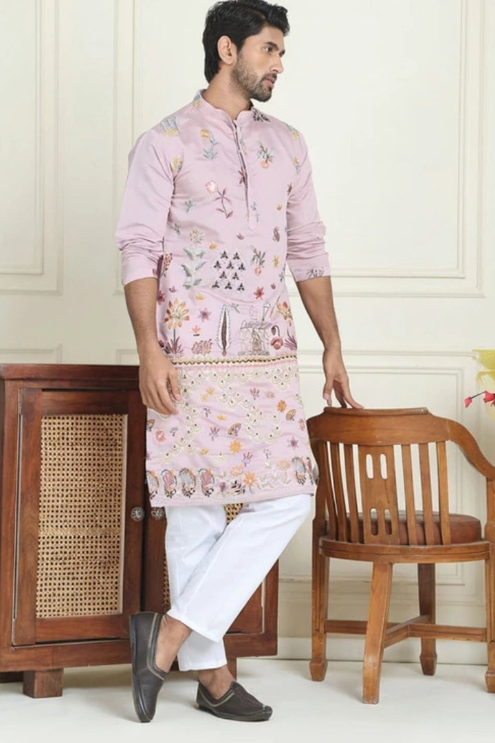 Soft Lilac Floral Kurta (Outside Ontario) - MyEthnikRentals