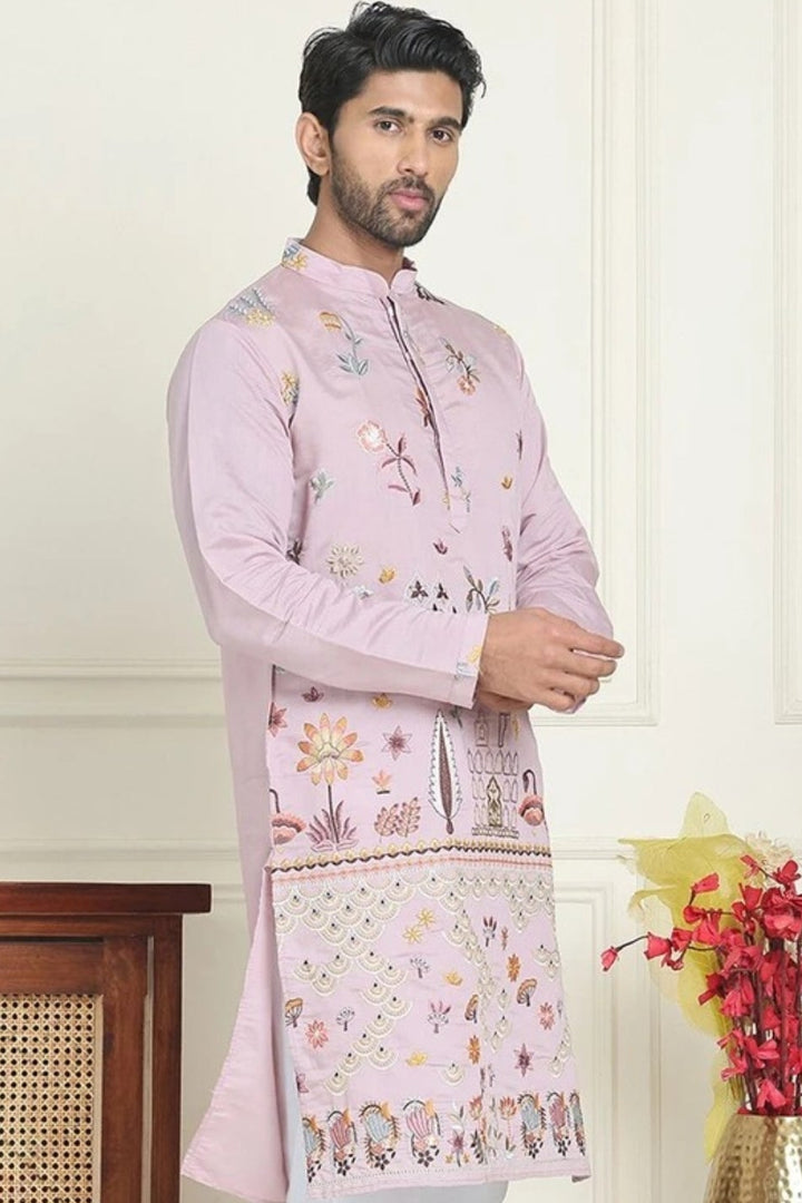 Soft Lilac Floral Kurta (Outside Ontario) - MyEthnikRentals