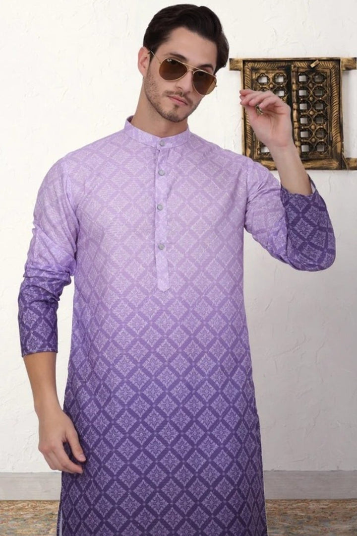 Purple Ombre Printed Kurta (Outside Ontario) - MyEthnikRentals