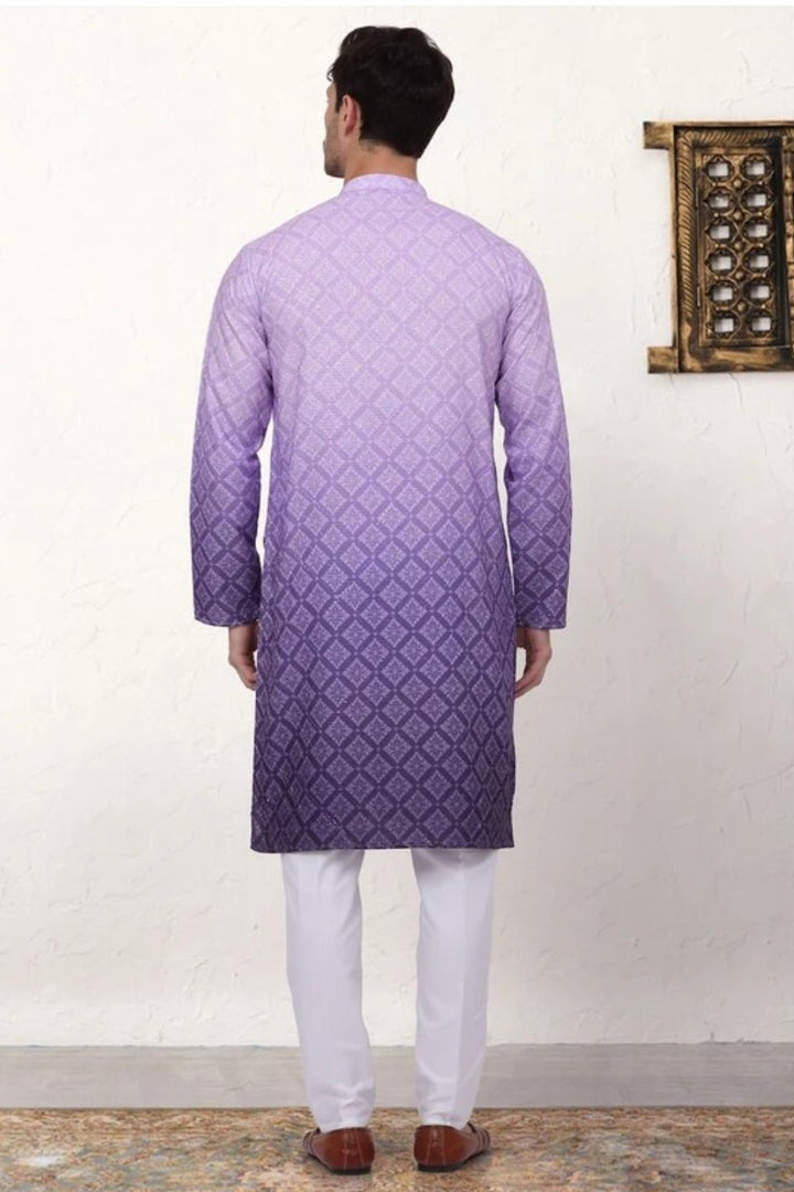 Purple Ombre Printed Kurta (Outside Ontario) - MyEthnikRentals