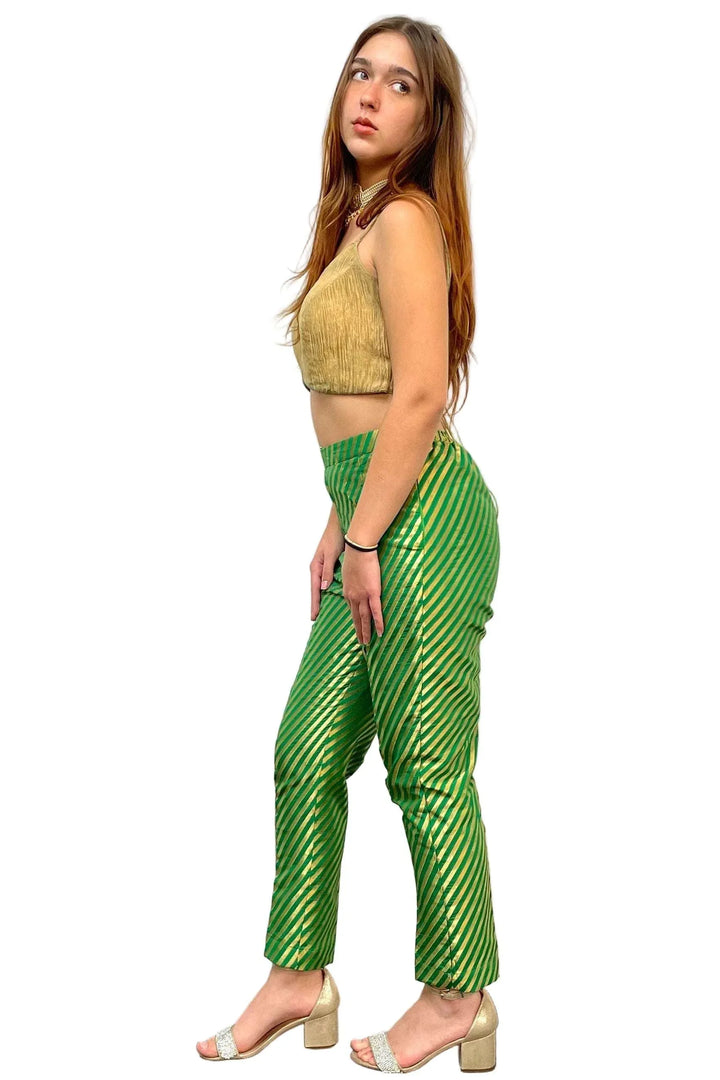 Striped Green Suit Pant - MyEthnikRentals