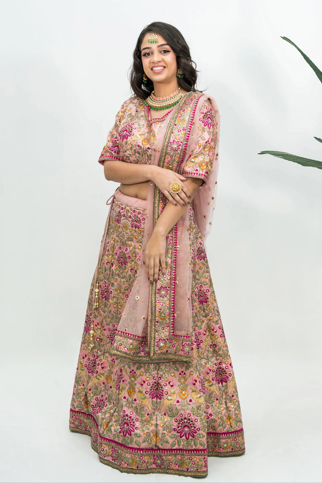 Baby Pink Embroidered Lehenga - MyEthnikRentals