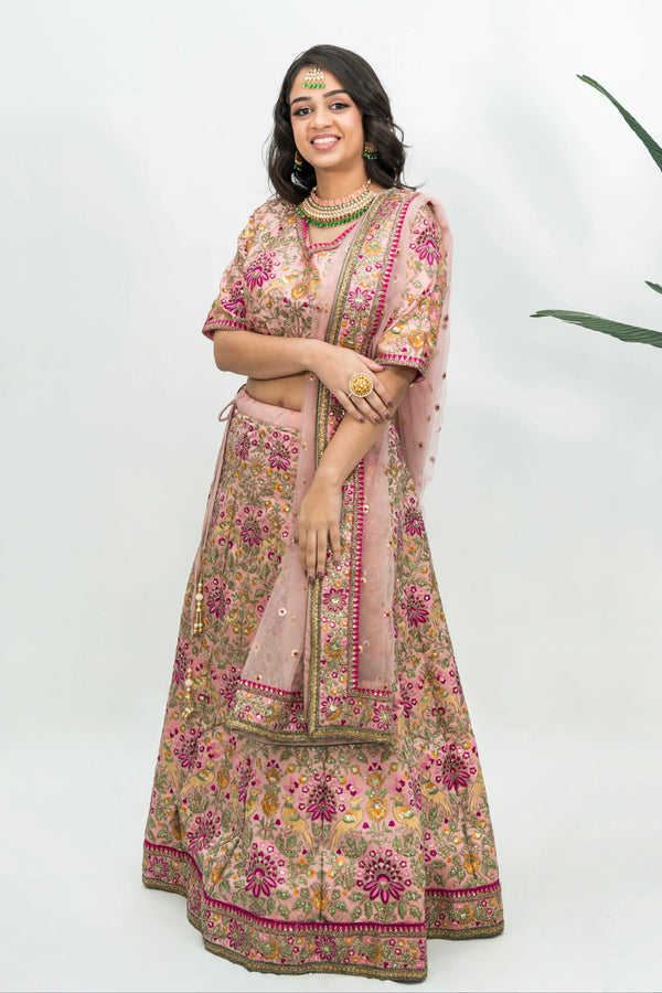 Baby Pink Embroidered Lehenga (Outside Ontario) - MyEthnikRentals