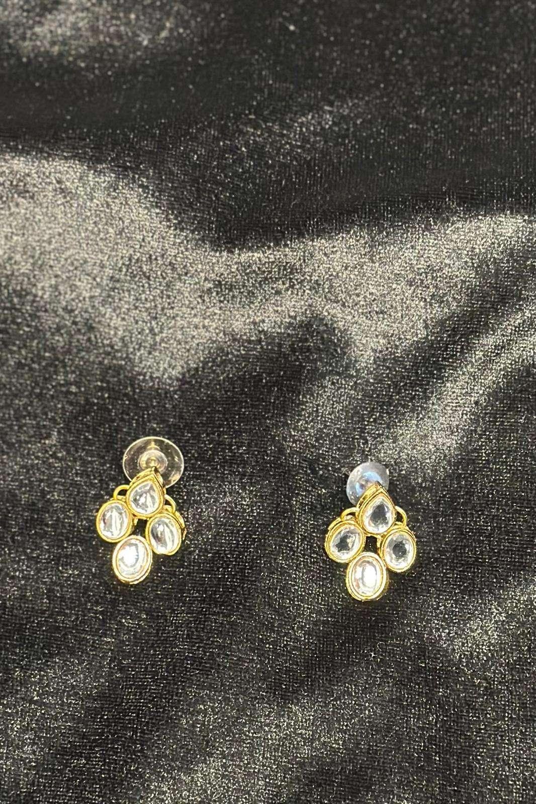 White Crystal hanging pearl Jewellery Set (Outside Ontario) - MyEthnikRentals