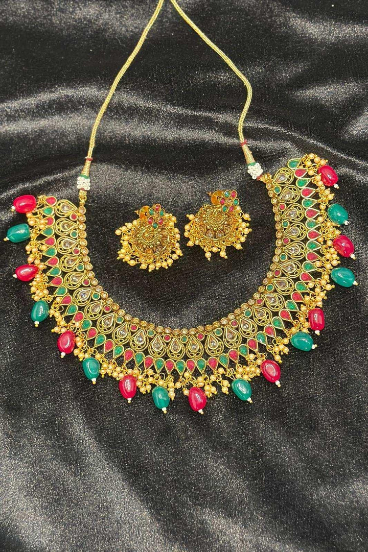 Green and Red Jewellery Set (Outside Ontario) - MyEthnikRentals
