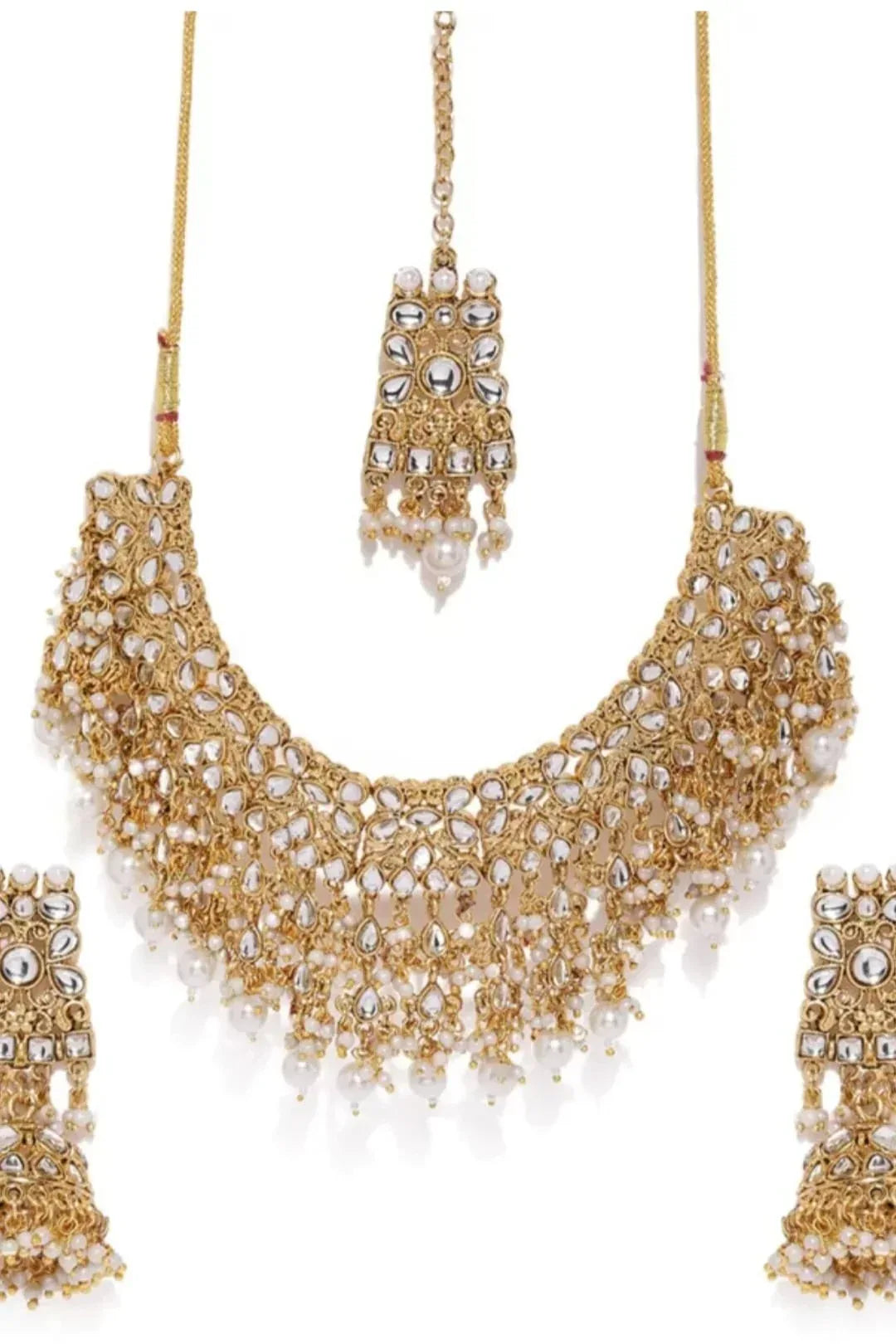 Traditional Kundan & Pearls Studded Jewellery Set - MyEthnikRentals