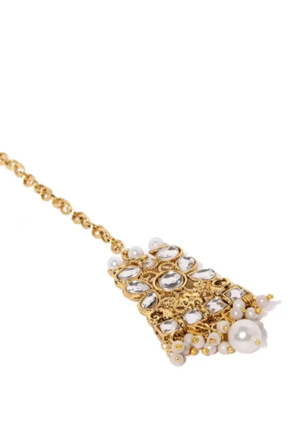 Traditional Kundan & Pearls Studded Jewellery Set (Outside Ontario) - MyEthnikRentals