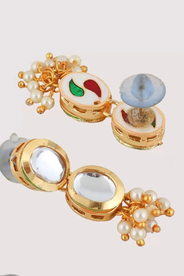Gold-Plated White Kundan pearl Jewellery Set (Outside Ontario) - MyEthnikRentals