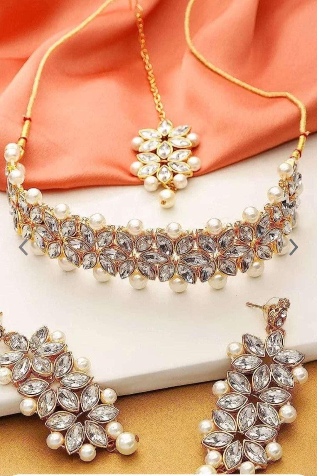 Stone -Pearl Jewellery Set (Outside Ontario) - MyEthnikRentals
