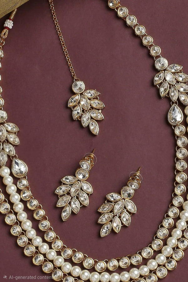 Gold Kundan & Pearl Bridal Jewellery Set (Outside Ontario)