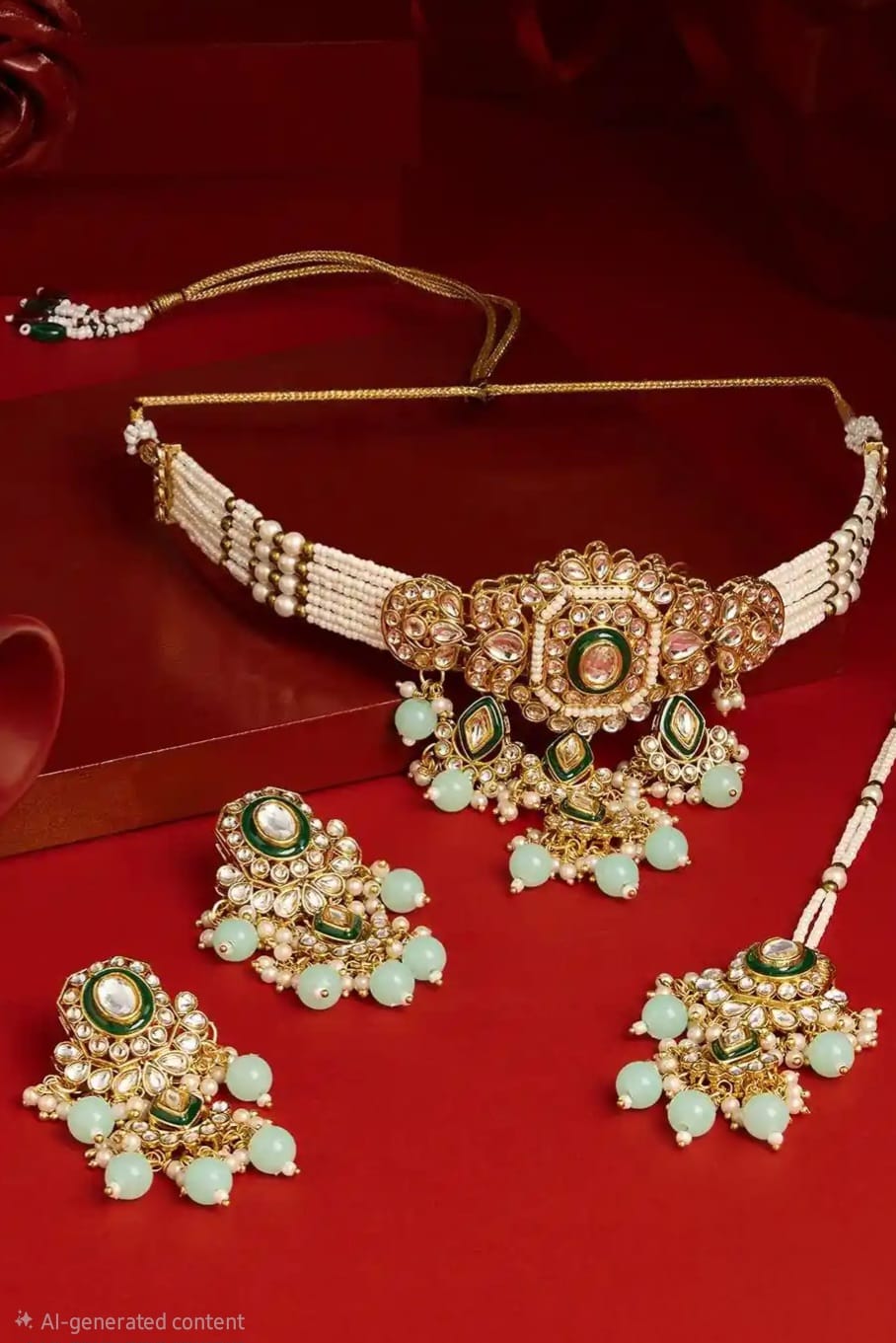 Mint Green Kundan Choker Jewellery Set