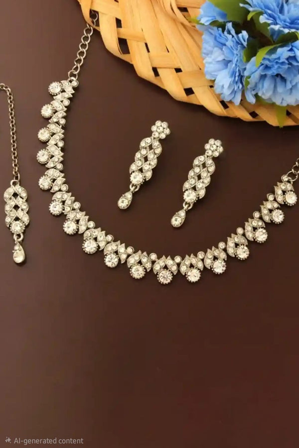 Silver Crystal Bridal Jewellery Set