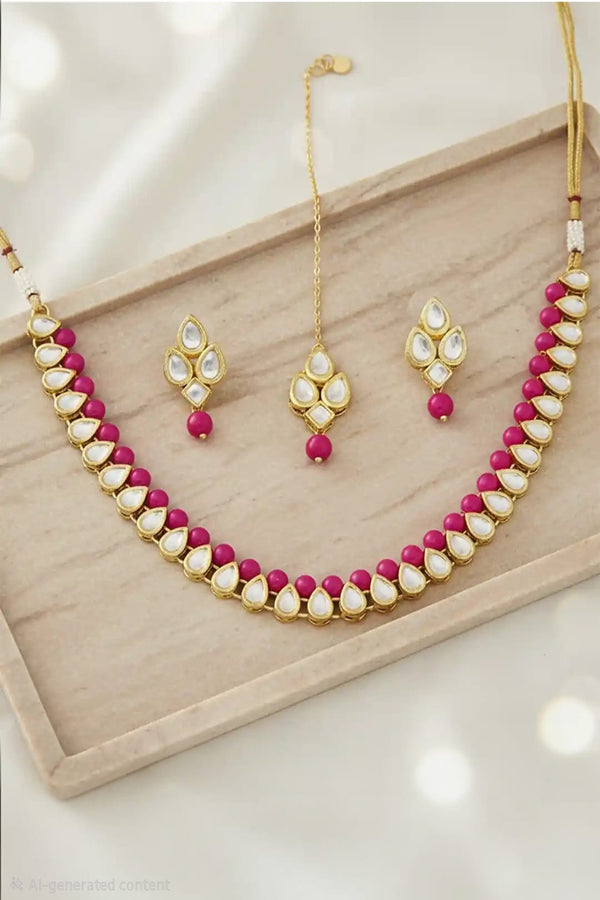 Classic Pink Kundan Bridal Jewellery Set (Outside Ontario)