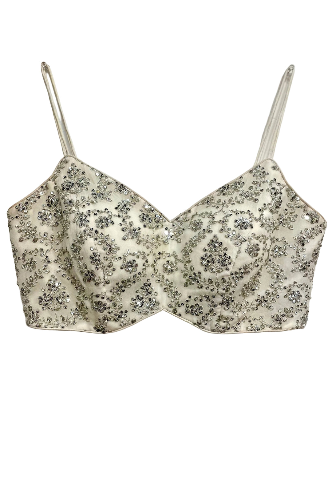 White Sequin Crop Top - MyEthnikRentals