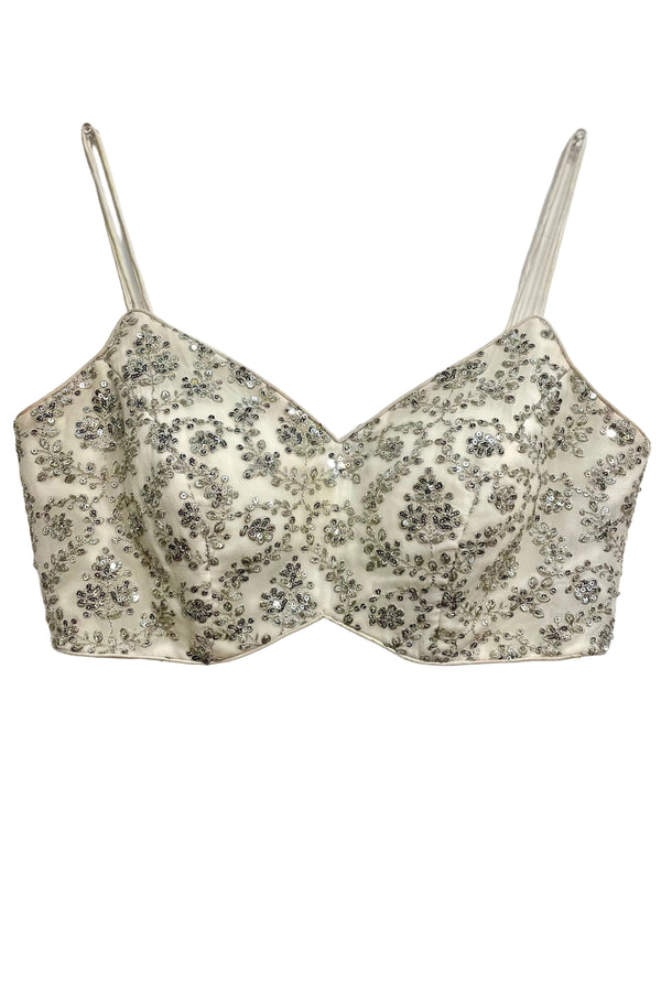 White Sequin Crop Top - MyEthnikRentals