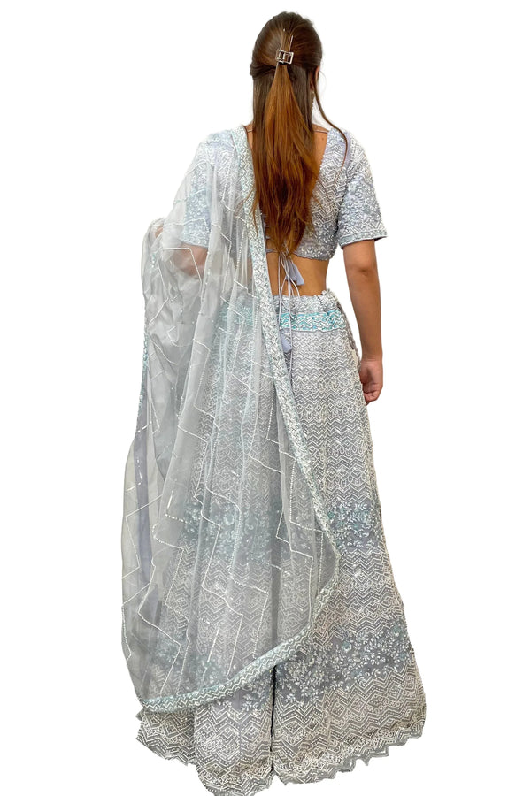 Icy Blue Jasmine Lehenga - MyEthnikRentals