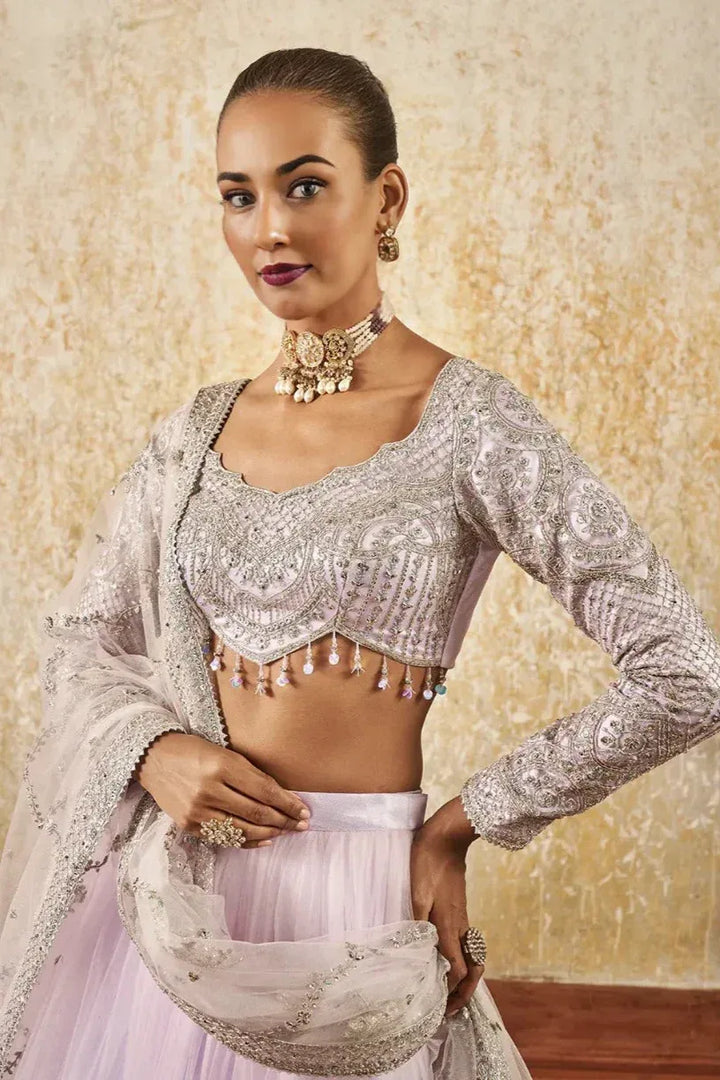 Lavender Embroidered Net Lehenga (Outside Ontario) - MyEthnikRentals