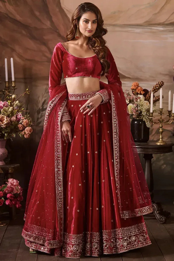 Rani Red Velvet Lehenga - MyEthnikRentals