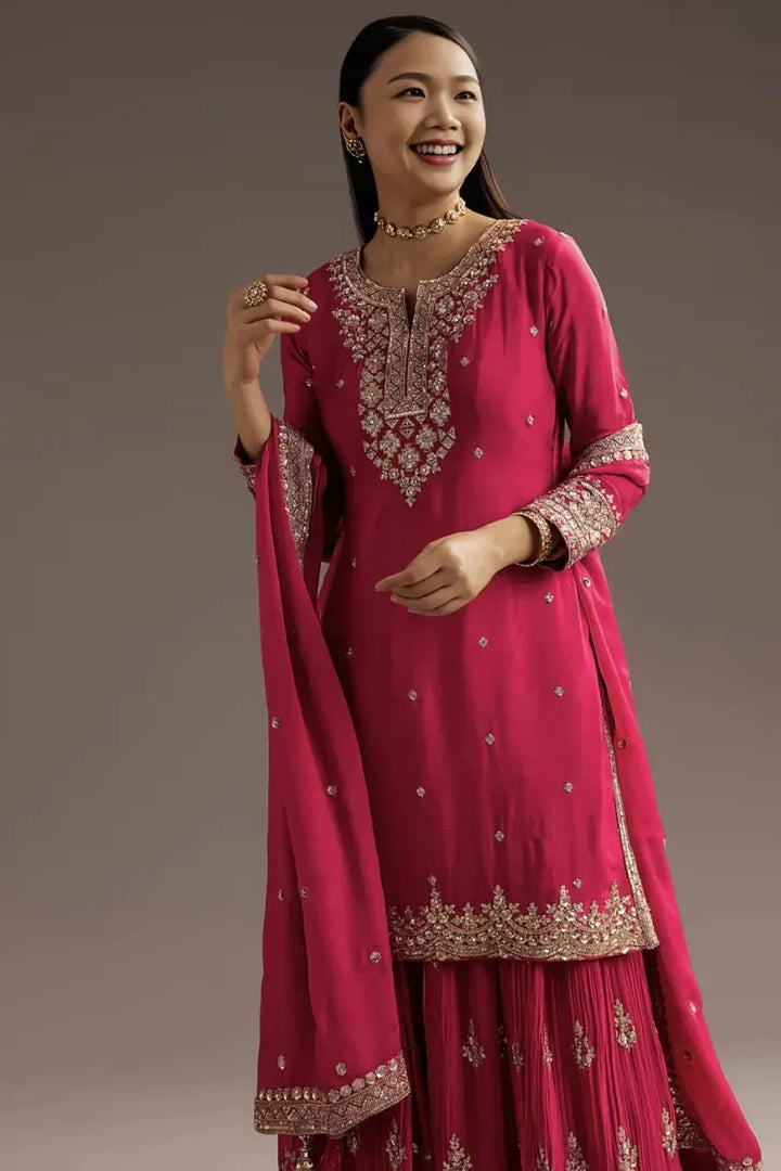 Blush Sequin Salwar Kameez Set (Outside Ontario) - MyEthnikRentals