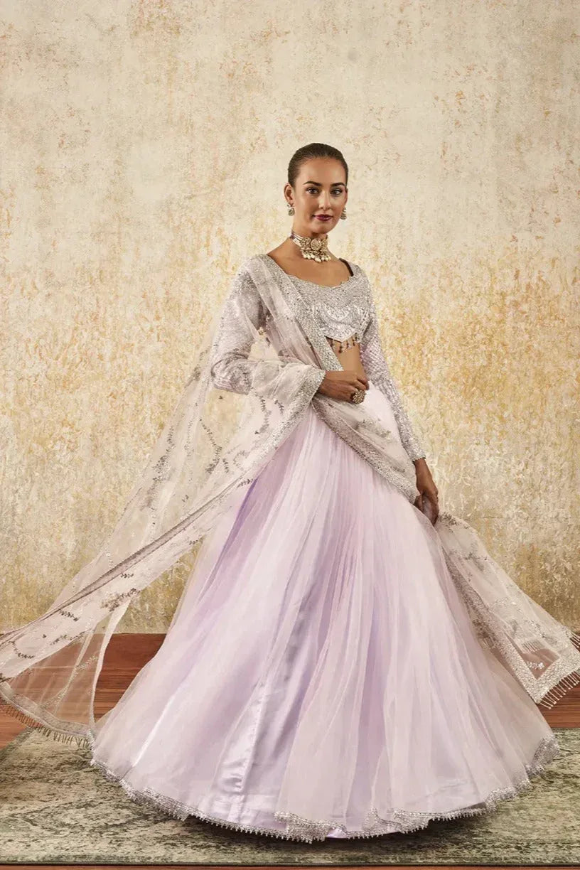 Lavender Embroidered Net Lehenga (Outside Ontario) - MyEthnikRentals