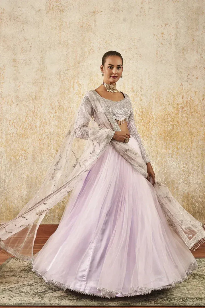 Lavender Embroidered Net Lehenga (Outside Ontario) - MyEthnikRentals